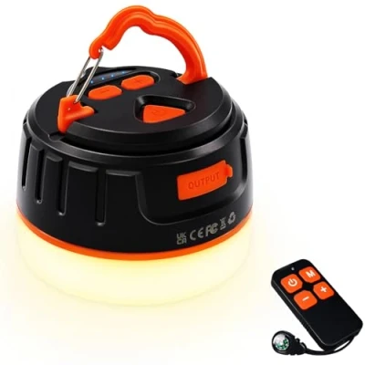 Image of lanktoo Rechargeable Camping Lantern with Remote Control &amp; Power Bank USB C Light 300H Running, 5 Modes Waterproof Tent W/ Magnetic Base for Cut Fishing Emergencies