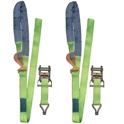 Image of Noryb 2x Wheel Loop Hook Ratchet Strap Recovery Trailer Car Van Truck Vehicle Tie Down