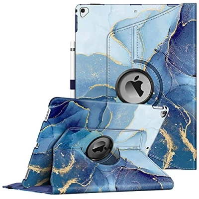 Image of Fintie iPad Pro 12.9 Inch 2017/2015 (Old Model, 2nd &amp; 1st Generation) Rotating Stand Case 360 Degree Protective Back Auto Sleep/Wake Ocean Marble