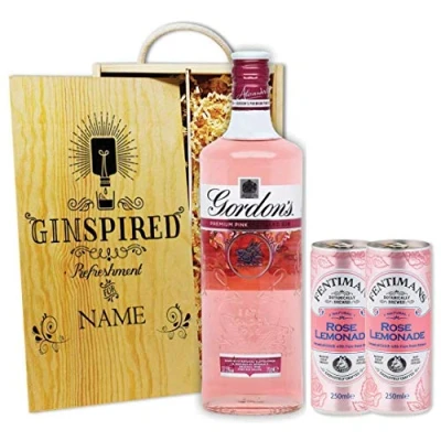 Image of Personalised Premium Distilled Gordon&#039;s Pink Gin Gift Set Perfect Present for Valentines Day, Mother&#039;s Birthdays, Anniversaries