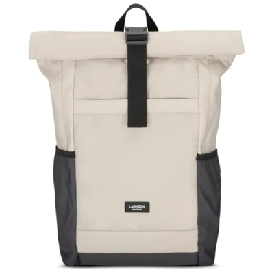 Image of Larkson Roll Top Backpack Women &amp; Men Beige Grey No 2 Rucksack for University, School, Office College Laptop Bag 16 Inches Water Repellent