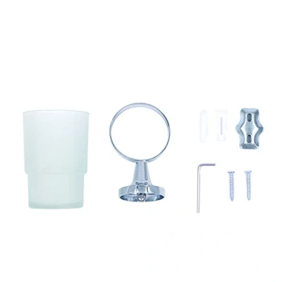 Image of WANGCL Toothbrush Glass Tumbler with Holder Stainless Steel Chromed (Single Tumbler)