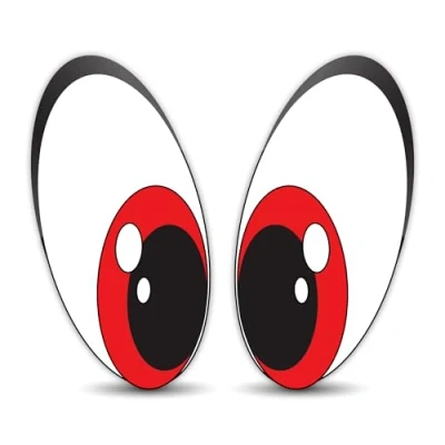 Image of SkinoEu® 2 x Vinyl Self Adhesive Stickers Cartoon Funny Red Eyes Laptop iPad Car Window Auto Moto Motorcycle Helmet Bike Skate Truck Racing Tuning B 75