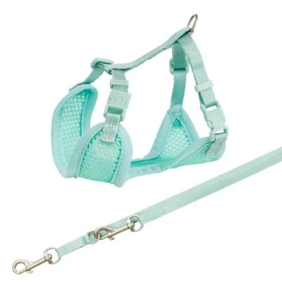Image of TRIXIE Junior Puppy Soft Harness with Lead, S M: 26 34 cm, 2.00 m, Mint, 15565, Straps Infinitely Adjustable, Made of Mesh Material, 3 way Adjustable Lead