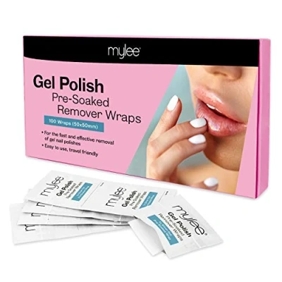 Image of Mylee Professional Salon Gel Polish Remover Pre Soaked Acetone Pads and Foil Wraps for Manicure Pedicure, Nail Art Cleaner (100 wipes)