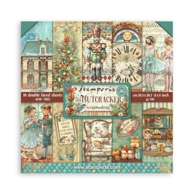Image of Stamperia Scrapbook Paper Pad for Scrapbooks, Albums, Card Making, Bullet Journals and More, Acid Free, Double Sided, Perfect Hobbies, Crafts, Gifting (The Nutcracker) (20.3 x 20.3 cm)