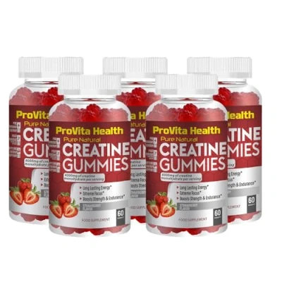 Image of Creatine Monohydrate Gummies 4000mg for Men &amp; Women 60 Chewable Strawberry Flavoured Pre Workout Gym Supplement Keto Vegan (1 Months Supply) (4)