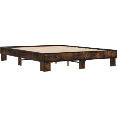 Image of vidaXL Bed Frame without Mattress Smoked Oak 150x200 cm King Size