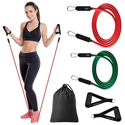 Image of Brebebe Resistance Bands with Handles for Working Out, Natural Latex Exercise Home Gym Equipment, Workout Tubes Fitness, Strength Training, Shape Body, Physical Therapy