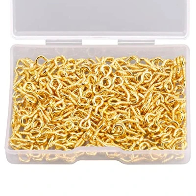 Image of AIEX 300 Pcs Screw Eye Pins Hooks Eyelets Threaded for Jewelry Making Findings DIY Crafts, Gold