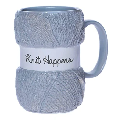 Image of Boxer Gifts Novelty Knitting Gift Mug Knit Happens For Women or Man Mugs Hold 12oz of Tea Coffee Cool Accessories