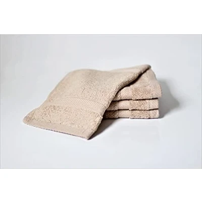 Image of Bentley Priory Luxor Spa Towel 4 Pack of Face Flannels made from Absorbent 600 GSM Combed Cotton Multi Packs Wash Cloths (BISCUIT)