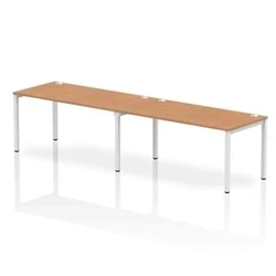 Image of Impulse Bench Single Row 2 Person 1600 White Frame Desk Oak