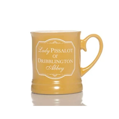 Image of Boxer Gifts Lady Pissalot Funny Gift Mug for Her Rude Offensive Secret Santa Wife Girlfriend Mum Colleague ,Yellow,white