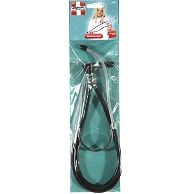 Image of Smiffys Doctors Stethoscope, Black Realistic, Hospital Fancy Dress, Adult Dress Up Accessories