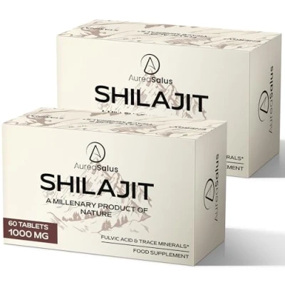 Image of AureaSalus Shilajit Tablets 30,000mg, 60 Counts Himalayan (1000mg Per Serving), Rich in 85+ Minerals &amp; Fulvic Acid, More Convenient Than Resin (120 Tablets)