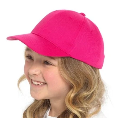 Image of KAV Kids Baseball Cap Adjustable Hat for Boys and Girls Sun Protection Outdoor Activities Unisex Youth Sports Hat, Running Fuchsia