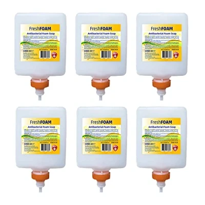 Image of Opus FreshFOAM Sanitising Soap 1L Cartridges x 6 Antibacterial Foam Suitable for Dispenser Cosmetic Grade Industrial Hand