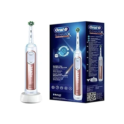 Image of Oral B Genius X Electric Toothbrush with Rechargeable Handle Artificial Intelligence and 1 Replacement Head, Pink