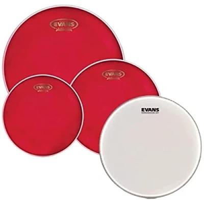 Image of Evans Drum Heads Hydraulic Red Standard Pack (12, 13, 16 Inch) with 14 Inch UV1 Coated Snare Head