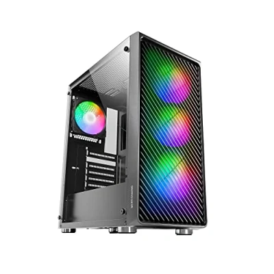 Image of Mars Gaming MC F Black, ATX Semitower, Full Tempered Glass Window, Metal Mesh Front, 4x 120mm ARGB Fans