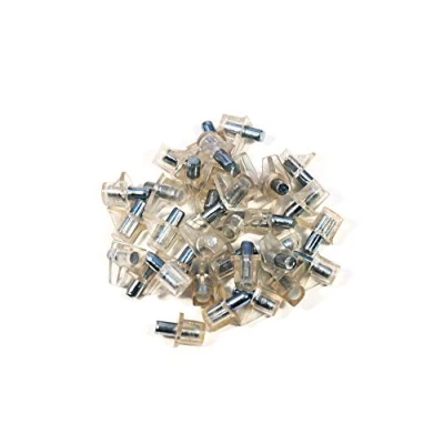 Image of Pack of 50 Shelf Supports Transparent Plastic with Steel Pin 5 mm
