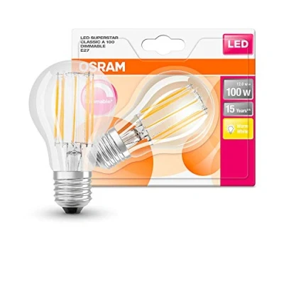 Image of OSRAM LED lamp, Base: E27, Warm White, 2700 K, 12 W, Replacement for 100 W Incandescent Bulb, Retrofit Classic A DIM [Energy Efficiency Class A++]