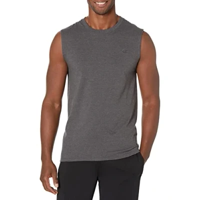 Image of Champion Men&#039;s Classic Jersey Muscle T Shirt, Granite Heather, XXL
