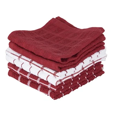 Image of Ritz 100% Terry Cotton, Highly Absorbent Set, x 12, Paprika Red, 6 Pack Dish Cloths