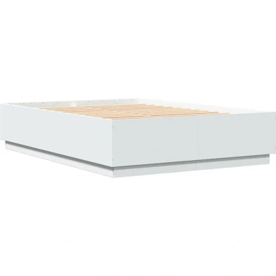 Image of vidaXL Bed Frame with LED without Mattress White 160x200 cm
