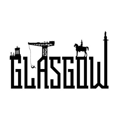 Image of Wee Blue Coo Glasgow City Scotland Landmarks Typography Silhouettes Art Print