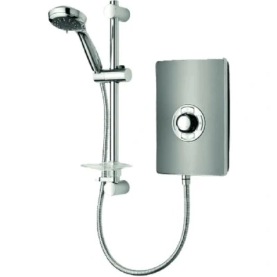 Image of Triton T100 x R Slimline Electric Shower 8.5 KW White and Satin SP1008 R. SP1008XR