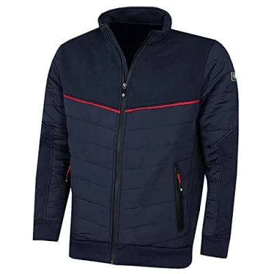 Image of Island GREEN Mens Full Zip Through Quilted Jacket Navy/Red S