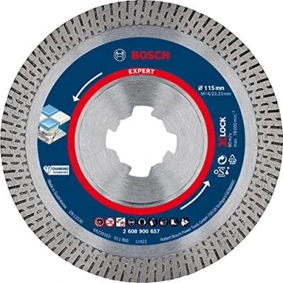Image of Bosch 1x EXPERT HardCeramic X LOCK Diamond Cutting Disc (for Hard tiles, stone, Ø 115 mm, Professional Accessory Small Angle Grinder)