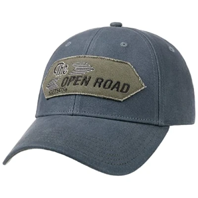 Image of Stetson The Open Road Cap Women/Men Cotton Baseball Snapback, with Peak Autumn Summer Spring Winter One Size Blue