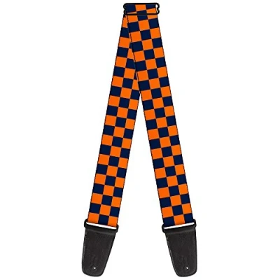 Image of Buckle Down GS W32946 &quot;Checker Orange/Dark Blue&quot; Guitar Strap