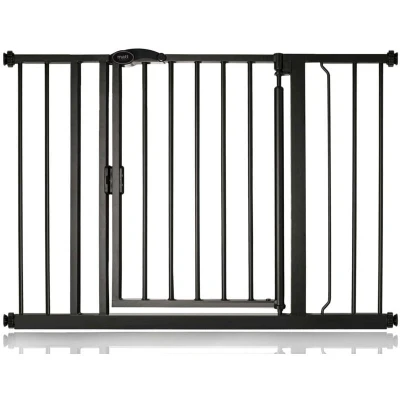 Image of Bettacare Auto Close Pet Gate, 103.8cm 110.8cm, Matt Black, Pressure Fit Stair Gate for Dog &amp; Puppy, Safety Barrier Doors Hallways and Spaces, Easy Installation