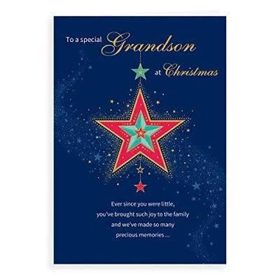 Image of Piccadilly Greetings Classic Christmas Card Grandson 9 x 6 inches Regal Publishing, C85413