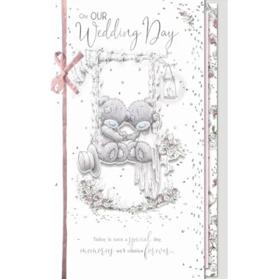 Image of Me to You Handmade On Our Wedding Day Card Tatty Teddy Bears A Swing Official Collection