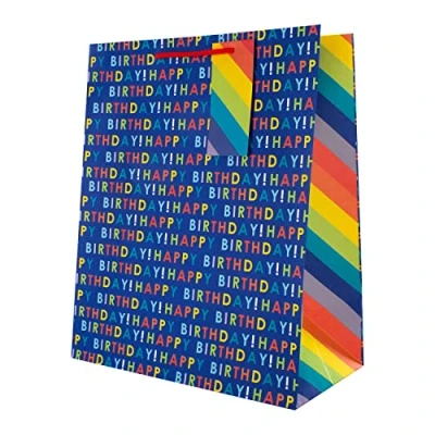 Image of Hallmark Large Birthday Gift Bag Rainbow Text Design