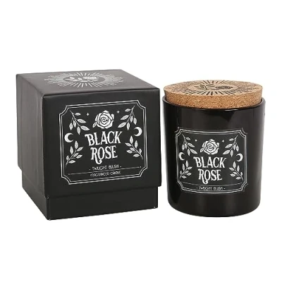Image of Enchanting Black Rose Twilight Blush Candle Alluring Aroma Handmade Captivating Dark Scent Luxury Soy Long Lasting Burn Time