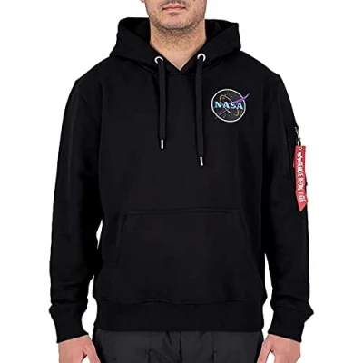 Image of Alpha Industries Dark Side Hooded Sweat for Men Black/Neon Purple
