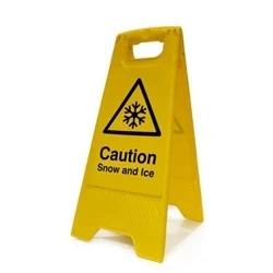 Image of Winter Hazard Snow and Ice A Board Sign Yellow 403075