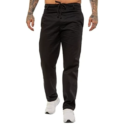 Image of BRAND KRUZE Mens Work Trousers KZ112 Elasticated Smart Plain Rugby Trouser Casual Pants All Waist Sizes BLK 44W / 31L