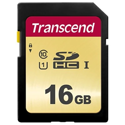 Image of Transcend 16GB SDXC 500S Memory Card UHS I, C10, U3, V30, 4K, Full HD, MLC, Up to 95/50 MB/s (Ideal for DSLR cameras and advanced camcorders) TS16GSDC500S