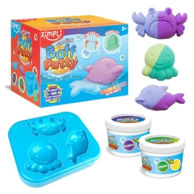 Image of Floating Baff Putty from Zimpli Kids, 2 x Colour Changing Bath Tubs, Stretch it, Mould Watch it Change Colour! Children&#039;s Modelling Toy, Fidgeting &amp; Stress Relief Gift, Sensory