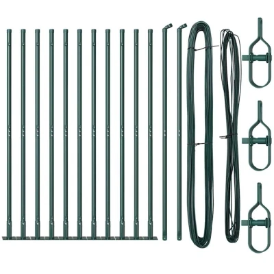 Image of vidaXL Fence Posts with Base Plates 13 pcs Ø32mm 83,5cm Galvanised Steel
