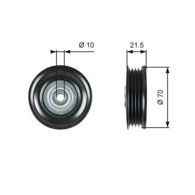 Image of 1753082J00 Idler Pulley GATES T36747 PowerGrip with grooves SUZUKI: SWIFT 3, Splash Hatchback