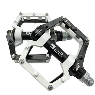 Image of Evetin 181 Platform Bicycle Pedals, Aluminium Mountain Bike/City Bike/Trekking Non Slip black with white