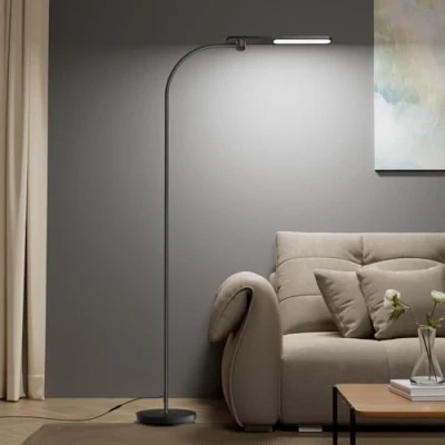 Image of Honeywell Led Floor Lamp,F4 Sunturalux™ Eye Caring Lamps for Living Room, Super Bright Stepless Dimmable Tall Standing Lamp, Modern Gooseneck Reading Lamp Bedroom Office Study(Black)
